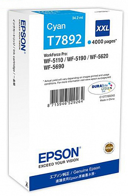 C13T789240 Картридж Epson T789 для WorkForce Pro WF-5110DW/WF-5620DWF Cyan 34,2мл.